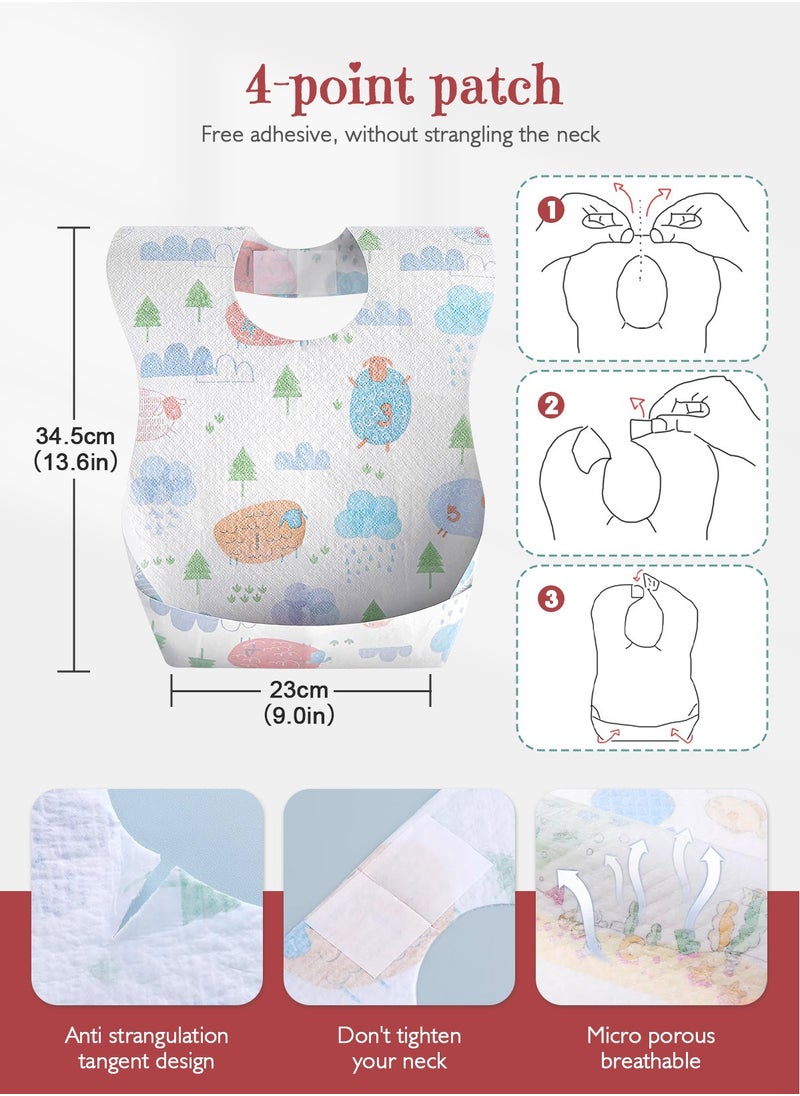URbazaar 40 Pcs Baby Disposable Bibs Travel Feeding Bib- Leakproof Liner, Food Catcher Pocket for 6-18 Months Babies Toddlers  - Image 2