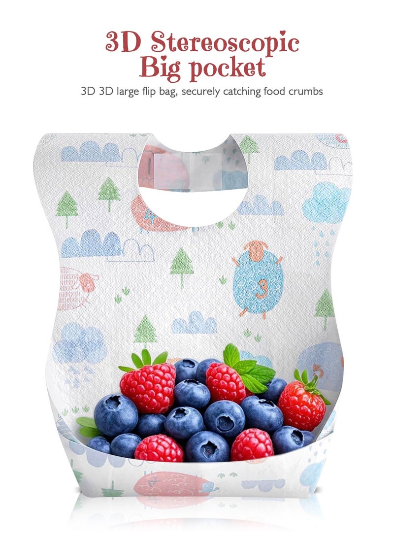 URbazaar 40 Pcs Baby Disposable Bibs Travel Feeding Bib- Leakproof Liner, Food Catcher Pocket for 6-18 Months Babies Toddlers  - Image 4