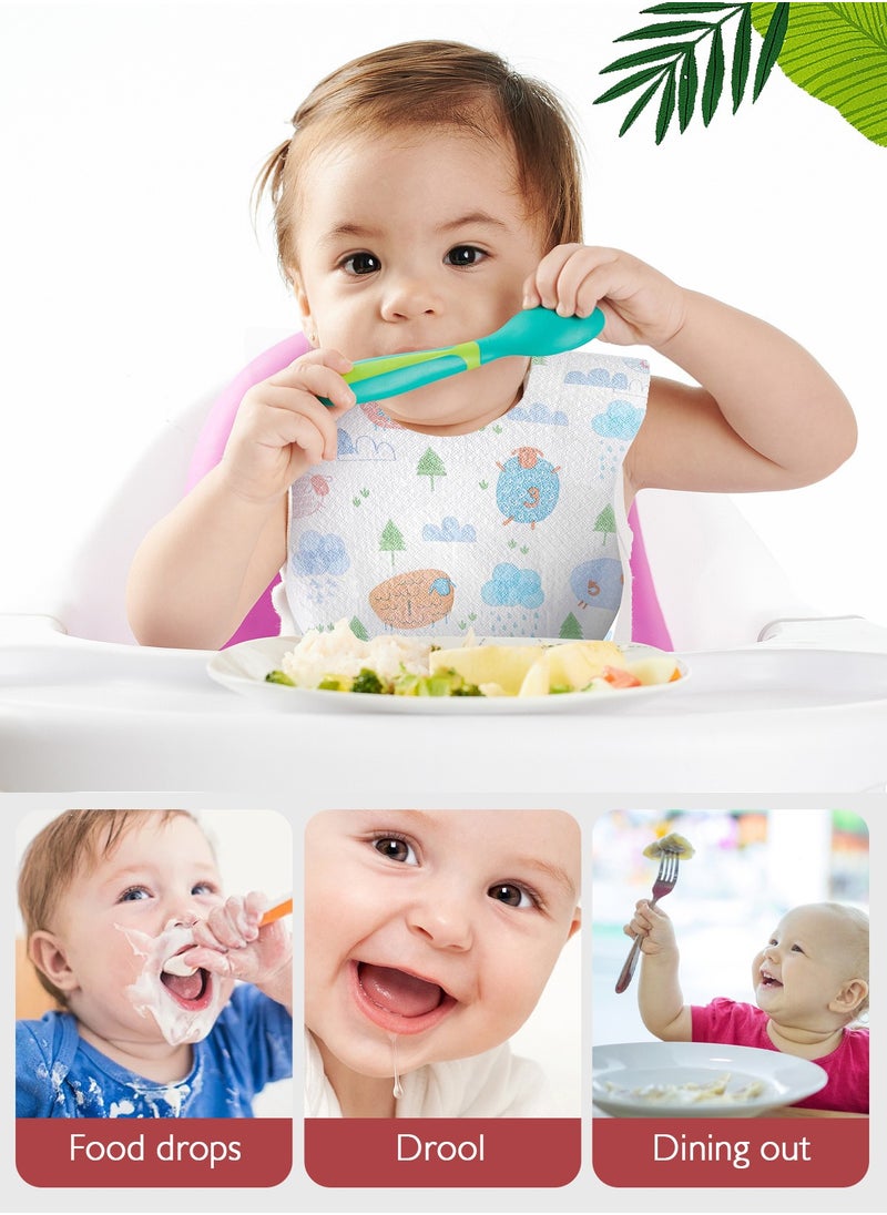 URbazaar 40 Pcs Baby Disposable Bibs Travel Feeding Bib- Leakproof Liner, Food Catcher Pocket for 6-18 Months Babies Toddlers  - Image 5
