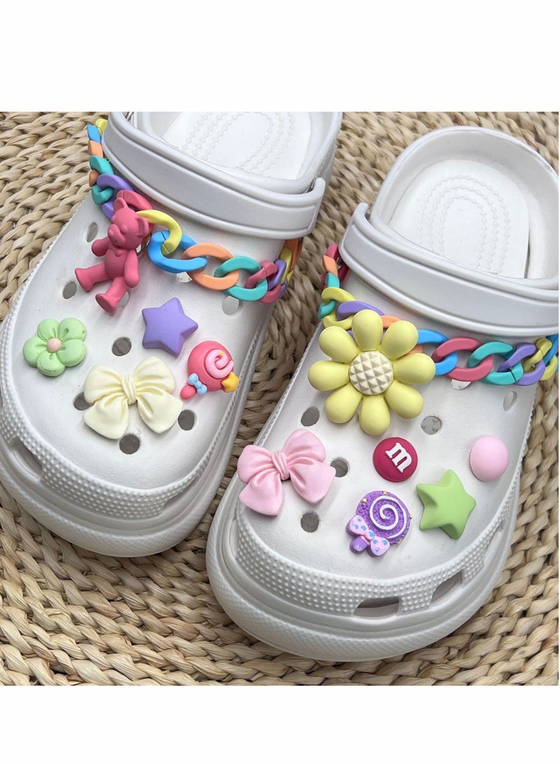 Excefore Shoe Decoration Charms | Girls Women Bling Croc Charms | Jewelry Shoe Charms with Shoe Chains | Accessories for Shoe Clog Sandals Bracelets Party Favor Gifts | 13 Pcs - Image 1