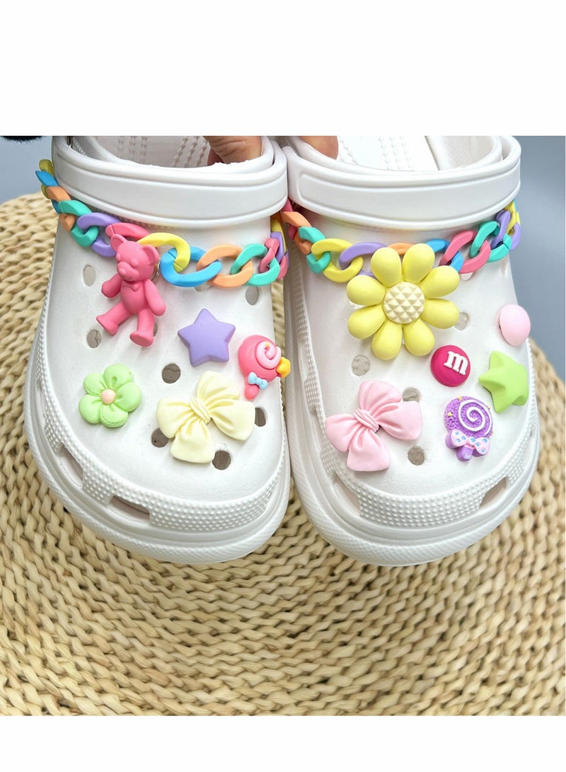 Excefore Shoe Decoration Charms | Girls Women Bling Croc Charms | Jewelry Shoe Charms with Shoe Chains | Accessories for Shoe Clog Sandals Bracelets Party Favor Gifts | 13 Pcs - Image 5