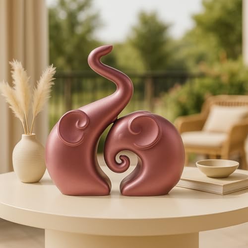 Xtore Lavish Rose Gold Home Decor Elephant Couple | Ceramic Figurines (Set of 2, Rose Gold Matte) - Image 5