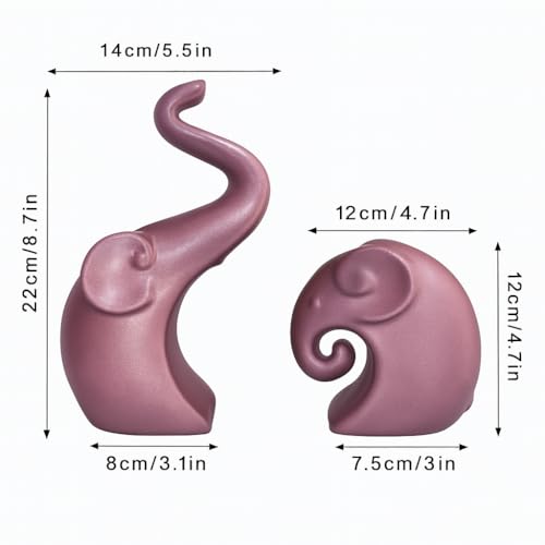 Xtore Lavish Rose Gold Home Decor Elephant Couple | Ceramic Figurines (Set of 2, Rose Gold Matte) - Image 4