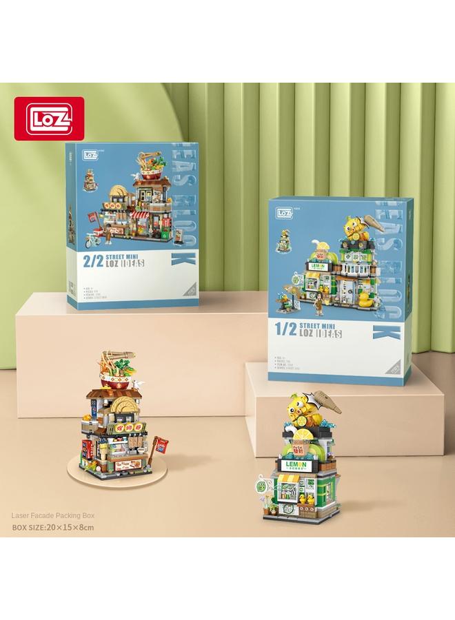Bluejw LOZ Li Zhi 1295 Lion Powder Shop 1294 Lemon Tea Shop Small Particle Building Blocks Street View Assembled Toy Gift For Women - Image 4