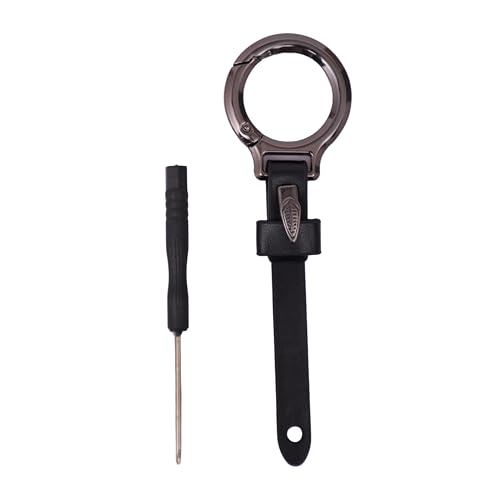 BROGBUS Unisex Belt Loop Vegan Leather Key Ring Keychain for Keys Car and Bike (Black) - Image 2