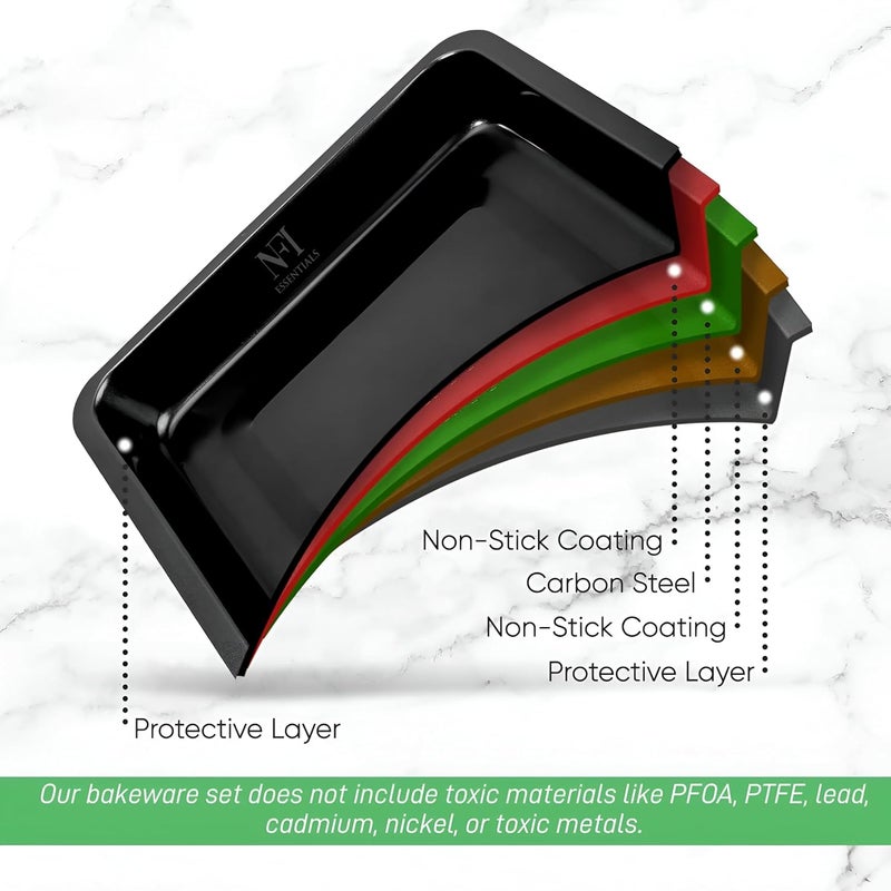 NFI essentials Nonstick Square Cake Baking Pan for Homemade Bakeware for Cakes, Cookies, Brownies, & More and Baking Pan Teflon Coating bakeware Cake pan (9 Inch) - Image 3