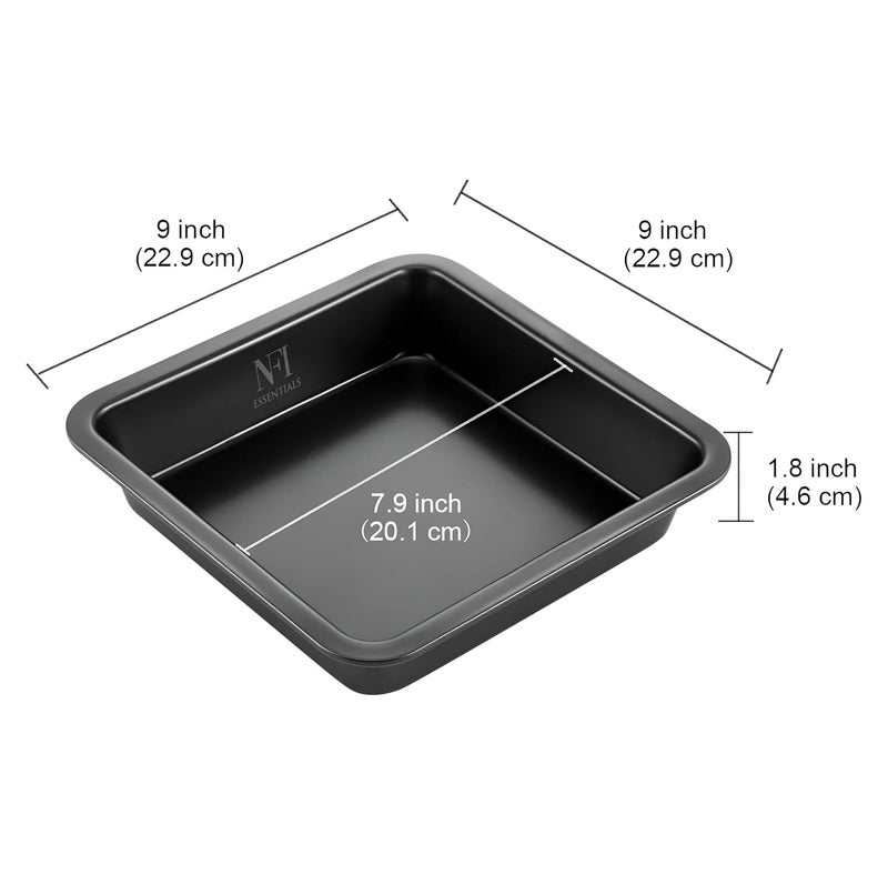 NFI essentials Nonstick Square Cake Baking Pan for Homemade Bakeware for Cakes, Cookies, Brownies, & More and Baking Pan Teflon Coating bakeware Cake pan (9 Inch) - Image 4