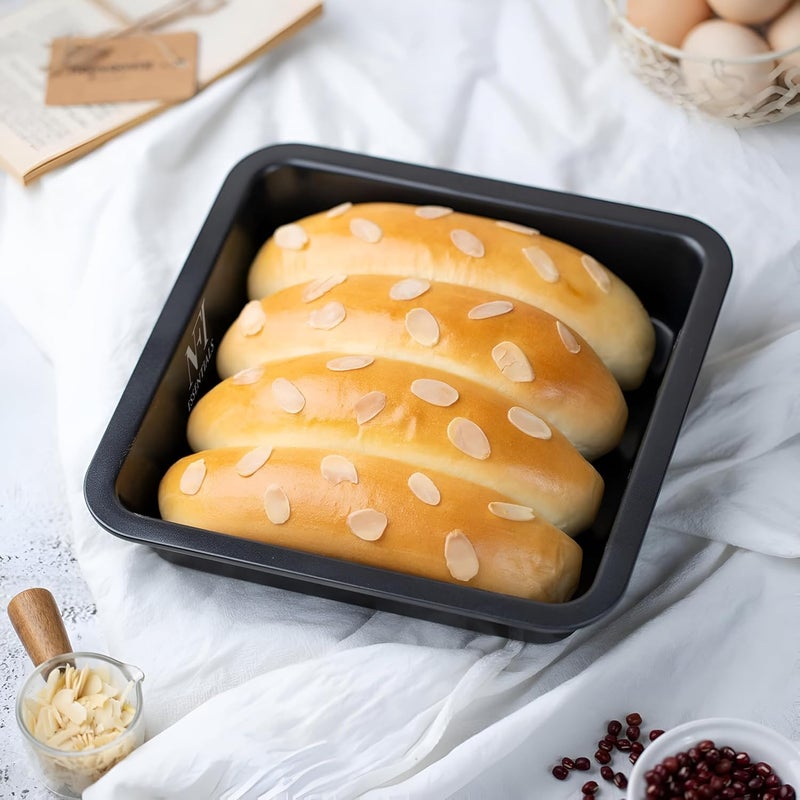NFI essentials Nonstick Square Cake Baking Pan for Homemade Bakeware for Cakes, Cookies, Brownies, & More and Baking Pan Teflon Coating bakeware Cake pan (9 Inch) - Image 2