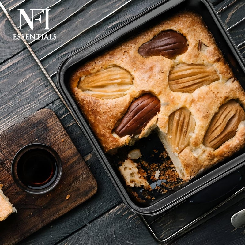 NFI essentials Nonstick Square Cake Baking Pan for Homemade Bakeware for Cakes, Cookies, Brownies, & More and Baking Pan Teflon Coating bakeware Cake pan (9 Inch) - Image 5
