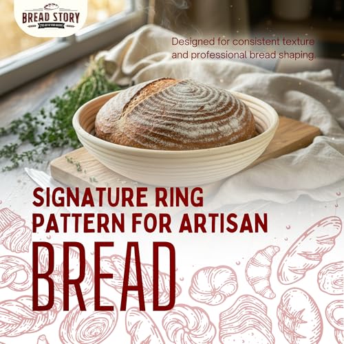 Bread Story Round Banneton Bread Proofing Basket Set – Handmade Rattan Brotform Dough Bowl with Cloth Liner, Sourdough Tools & Baking Supplies for Home Bakers – Baking Kit, 8.5 Inch - Image 3