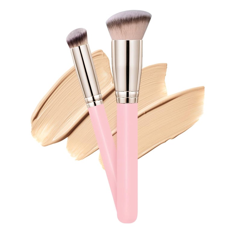dpolla Makeup Brushes Pro Foundation Brush and Flawless Concealer Brush Perfect for Any Look Premium Luxe Hair Contour Brush Perfect for Blending Liquid,Buffing,Cream,Sculpting,Mineral Makeup(Pink) - Image 1