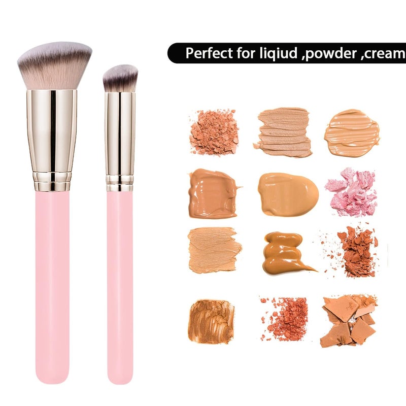dpolla Makeup Brushes Pro Foundation Brush and Flawless Concealer Brush Perfect for Any Look Premium Luxe Hair Contour Brush Perfect for Blending Liquid,Buffing,Cream,Sculpting,Mineral Makeup(Pink) - Image 5
