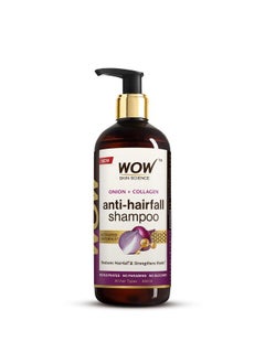 WOW Skin Science Onion & Collagen Anti-Hairfall Shampoo|Reduces Hairfall|Strengthens Roots|Nourishes Scalp|Prevents Breakage|Enhances Hair Thickness And Shine|New & Improved Formulation|500Ml  - Image 1
