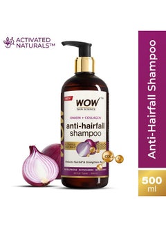WOW Skin Science Onion & Collagen Anti-Hairfall Shampoo|Reduces Hairfall|Strengthens Roots|Nourishes Scalp|Prevents Breakage|Enhances Hair Thickness And Shine|New & Improved Formulation|500Ml  - Image 3