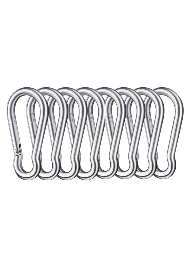 SIGNATRON SIGNATRON Stainless Steel Spring Snap Hook CarabinerHook Swing ConnectorHeavy Duty Multipurpose Silver Pack of 8  - Image 1