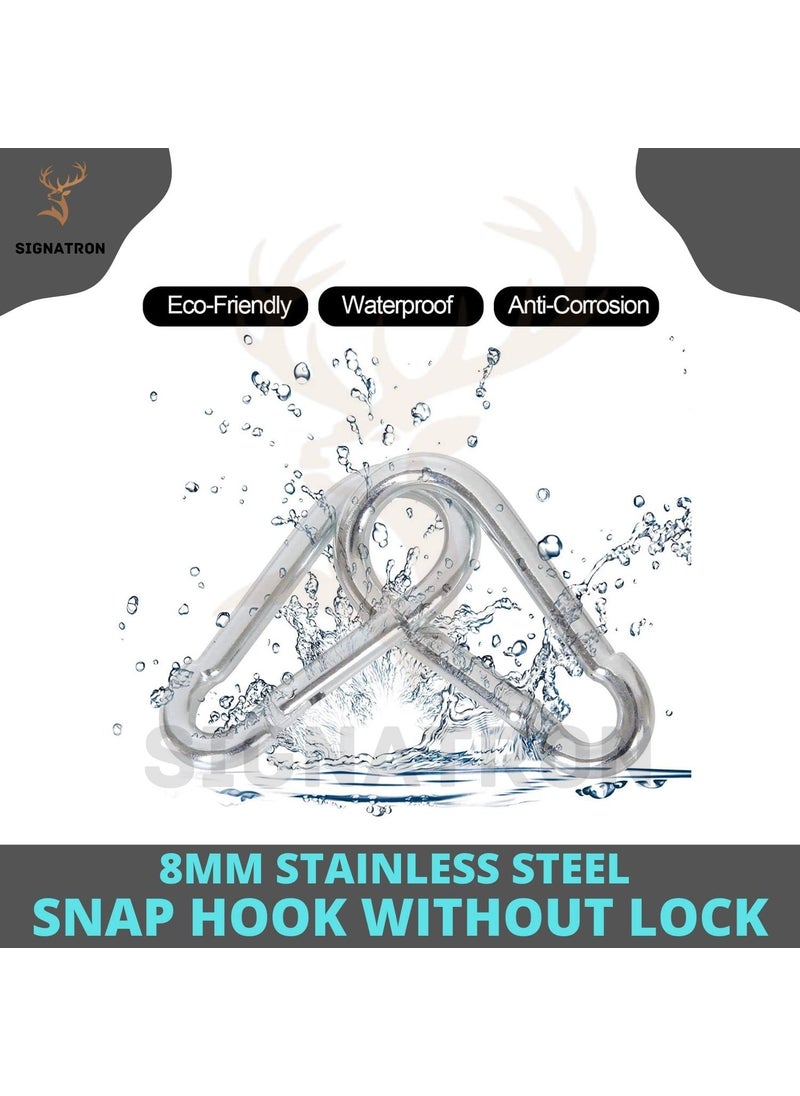 SIGNATRON SIGNATRON Stainless Steel Spring Snap Hook CarabinerHook Swing ConnectorHeavy Duty Multipurpose Silver Pack of 8  - Image 5