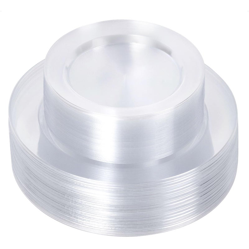 Bestluck 100PCS Clear Plastic Plates Clear Disposable Plates for 50 Guests 50 Dinner Plates 1025 inch  50 Dessert Plates 75 inch for Party Graduation Wedding