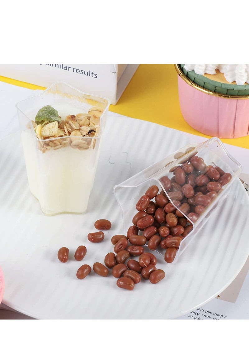 SOLARAE 50Pcs Mini Dessert Cups, 70ml Plastic Pentagram Shape Dessert Cups Clear Parfait Appetizer Cup Reusable Serving Bowl for Dessert Pudding Mousse Party - Image 4