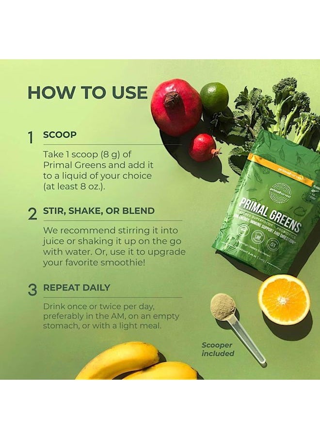 Primal Harvest Super Greens Powder, 30 Servings w/+50 Greens Superfood Chlorella, Probiotics, Green Tea, Wheatgrass, Kale, Turmeric for Energy,Primal Greens  - Image 3