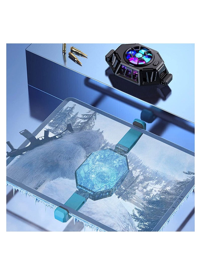 2 in 1 Tablet Mobile Phone Cooler Semiconductor Fast Cooling Fan Ipad Extended Back Clip Radiator RGB Light For Min - Image 4