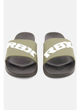RBX Men Brand Logo Slip On Slides, Olive  - Image 2