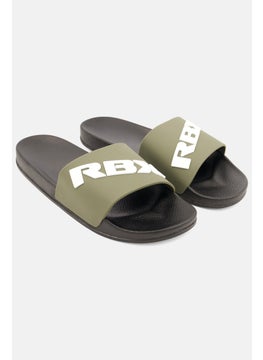 RBX Men Brand Logo Slip On Slides, Olive  - Image 1