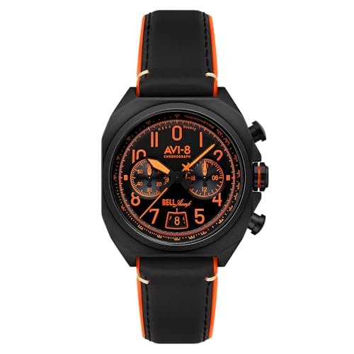 AVI-8 Men's 41mm Bell X-1 Machbuster Chronograph Super Sonic Black Watch with Leather Strap AV-4118-04 - Image 1