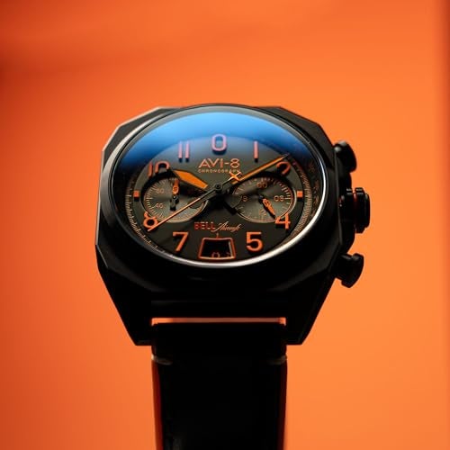 AVI-8 Men's 41mm Bell X-1 Machbuster Chronograph Super Sonic Black Watch with Leather Strap AV-4118-04 - Image 2