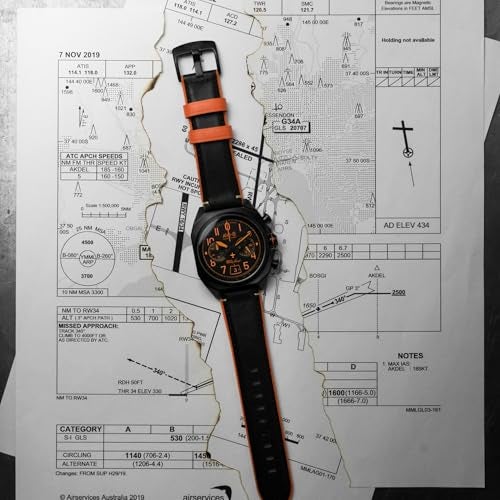 AVI-8 Men's 41mm Bell X-1 Machbuster Chronograph Super Sonic Black Watch with Leather Strap AV-4118-04 - Image 5