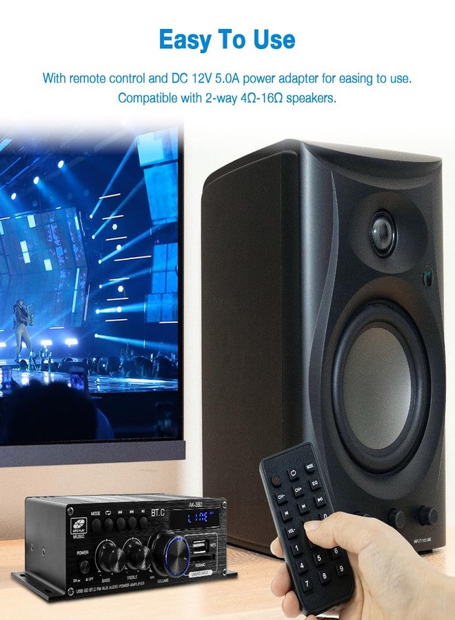 Hosyond مضخم صوت بلوتوث 5.0 من هوسيوند، AMP 2.0 قناة، مستقبل صوت ستيريو عالي الدقة (HiFi) مع ترددات عالية ومنخفضة، مناسب لمكبرات الصوت السلبية وأنظمة المسرح المنزلي والسيارات. - Image 5