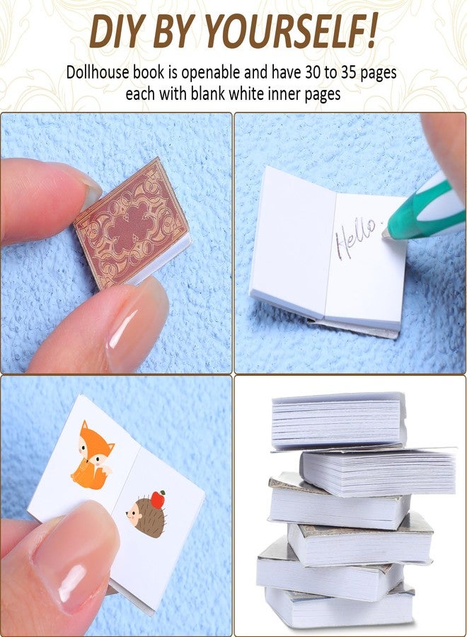 Poen 27 Pcs 1: 12 Scale Miniatures Dollhouse Books and a Wooden Bookcase 4 Floors Dollhouse Bookshelf Decoration Accessories for House Bedroom, Vintage Color - Image 3