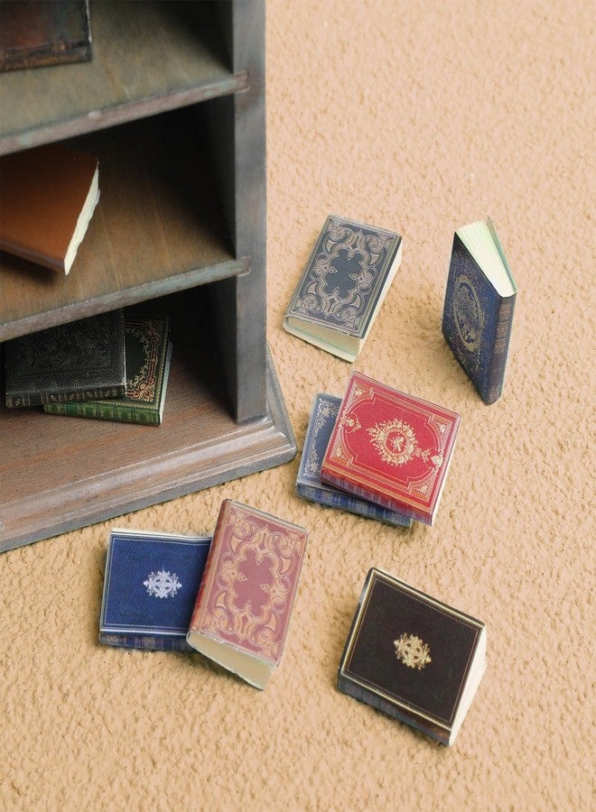 Poen 27 Pcs 1: 12 Scale Miniatures Dollhouse Books and a Wooden Bookcase 4 Floors Dollhouse Bookshelf Decoration Accessories for House Bedroom, Vintage Color - Image 4