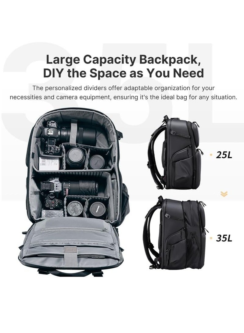 Ulanzi Ulanzi BP10 Hardshell Camera Backpack 25 to 35L | Holds 2 Cameras + 6 lenses | 47x22x33cm 2.6 Kg | Dual Side Quick Access | Comfortable Back Panel | Anti-Theft | Waterproof | 25L Expandable to 35L - Image 2