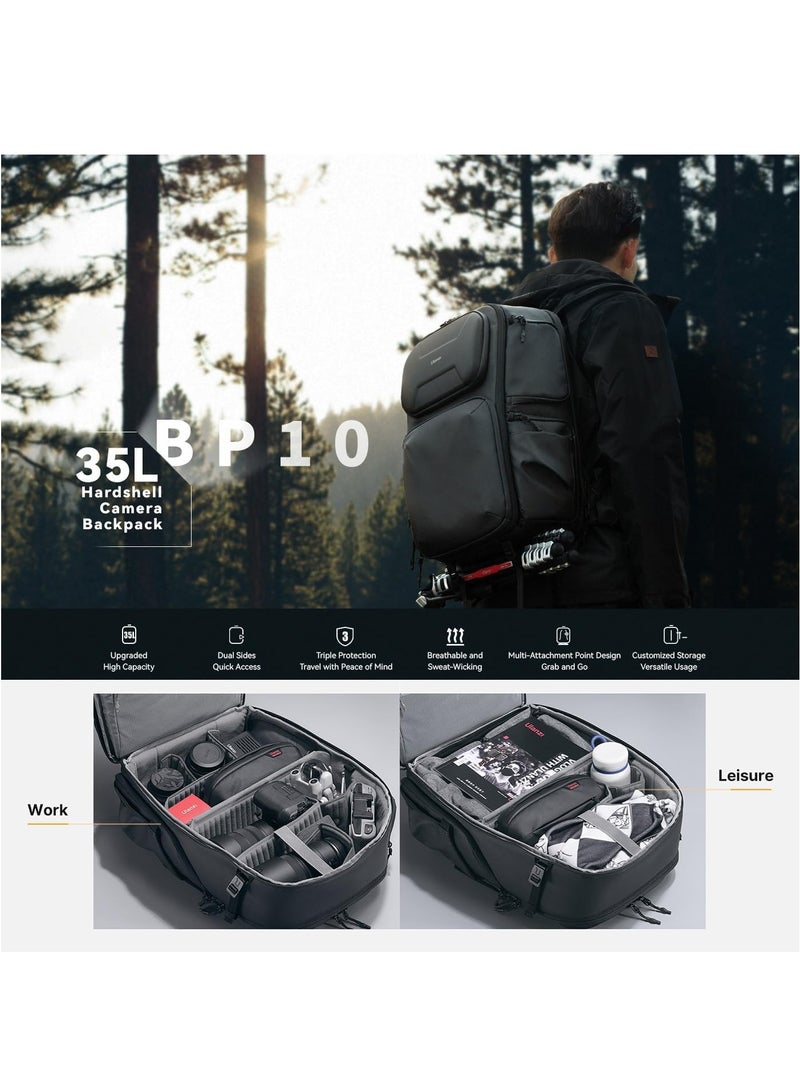 Ulanzi Ulanzi BP10 Hardshell Camera Backpack 25 to 35L | Holds 2 Cameras + 6 lenses | 47x22x33cm 2.6 Kg | Dual Side Quick Access | Comfortable Back Panel | Anti-Theft | Waterproof | 25L Expandable to 35L - Image 3