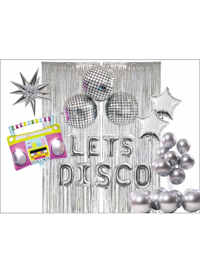 Atpata Funky Disco Theme Dance Party Foil Balloons for Disco theme Decoration (Disco Party Combo - Silver) - Image 1