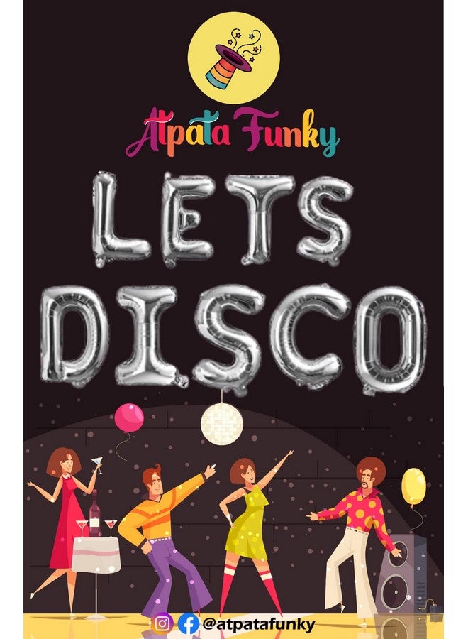 Atpata Funky Disco Theme Dance Party Foil Balloons for Disco theme Decoration (Disco Party Combo - Silver) - Image 2