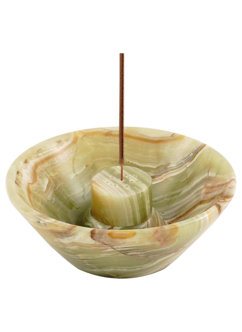 RADICALn Radicaln Incense Holder Green Handmade Marble 5.5" Inch Palo Santo Holder Easily Grab Incense Ashes with Incense Sticks- Incense Burner for Home Décor  - Image 1