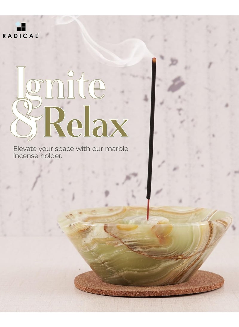 RADICALn Radicaln Incense Holder Green Handmade Marble 5.5" Inch Palo Santo Holder Easily Grab Incense Ashes with Incense Sticks- Incense Burner for Home Décor  - Image 3