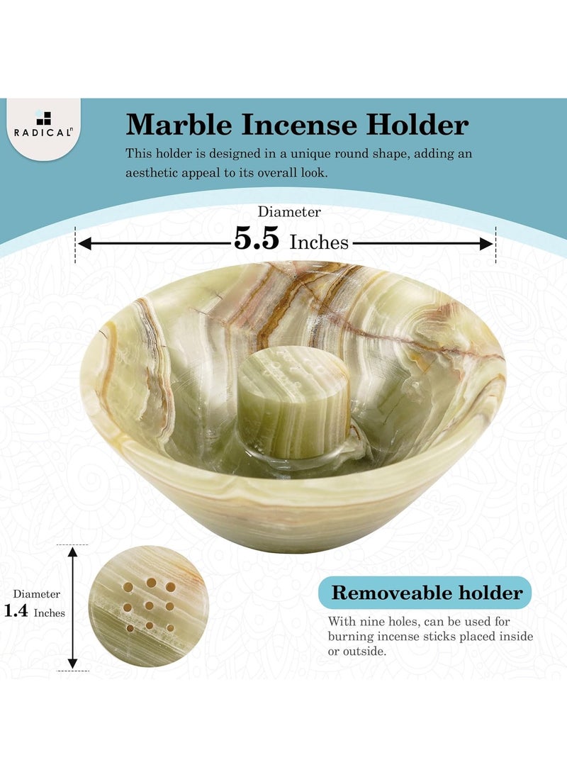 RADICALn Radicaln Incense Holder Green Handmade Marble 5.5" Inch Palo Santo Holder Easily Grab Incense Ashes with Incense Sticks- Incense Burner for Home Décor  - Image 2