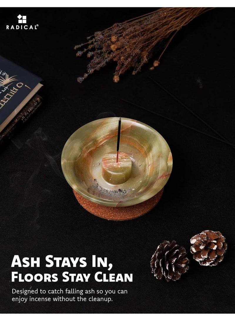 RADICALn Green Marble Incense Holder | 5.5" Handmade Elegant Burner for Incense & Palo Santo Sticks - Image 3