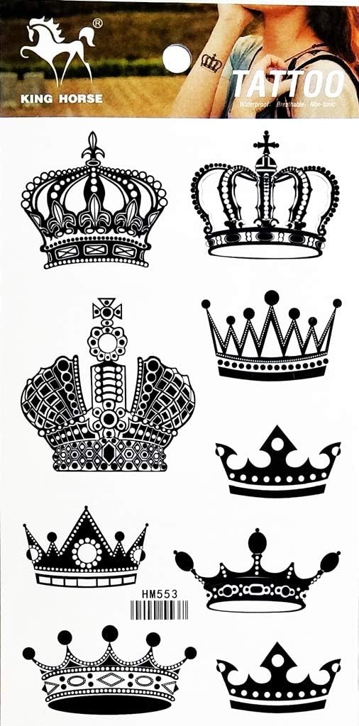 PP TATTOO 1 Sheet Crown Imperial King Queen Temporary Tattoos Sticker for Women Men Body Art Sexy Fake Stickers Removable