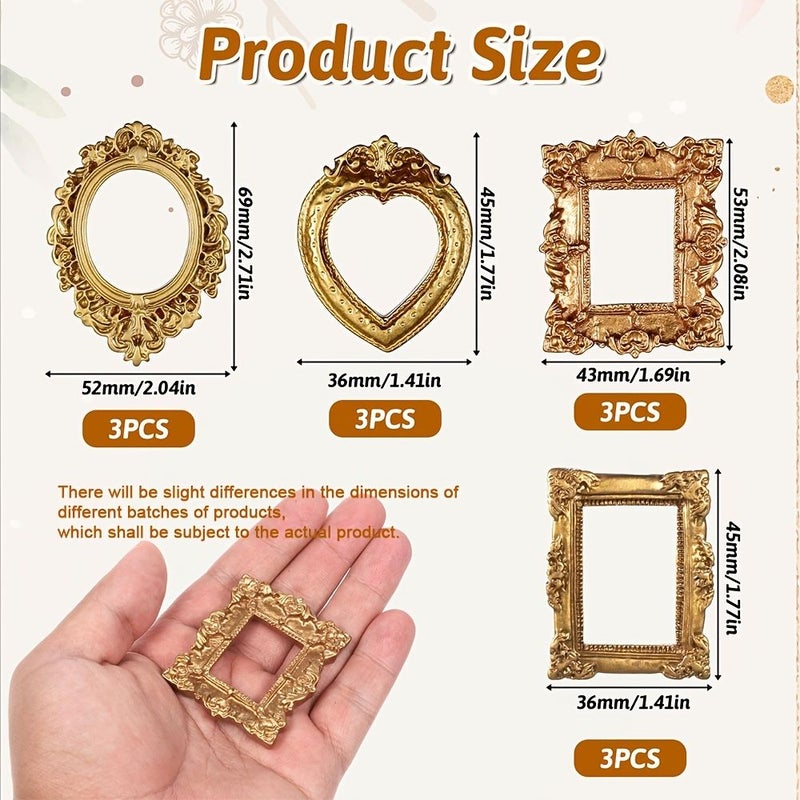 12 Piece Set Resin Mini Photo Frames for Wedding Christmas Decorations - Image 1