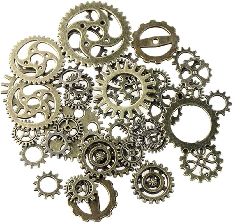 klarako 50g Metal Bronze Silver Gold Steampunk Cogs Gears Clock Hand Charms Pendants Antique Bronze, 1040mm - Image 5