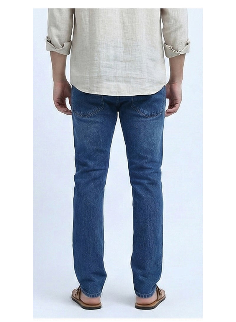 RAVIN Men's Classic Medium Wash Slim-Straight Denim Jeans - Image 2
