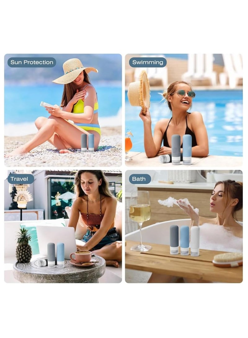 17 Pcs Portable Travel Bottles for Toiletries – TSA Approved Silicone Containers, BPA Free Leak Proof Squeezable Tubes for Shampoo Conditioner Lotion Soap, 60ml + 90ml Refillable Travel Containers - Image 4