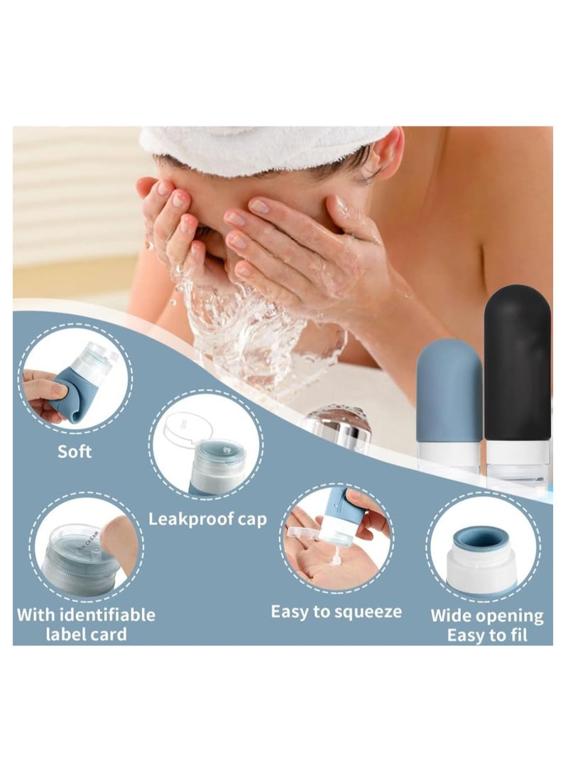 17 Pcs Portable Travel Bottles for Toiletries – TSA Approved Silicone Containers, BPA Free Leak Proof Squeezable Tubes for Shampoo Conditioner Lotion Soap, 60ml + 90ml Refillable Travel Containers - Image 3