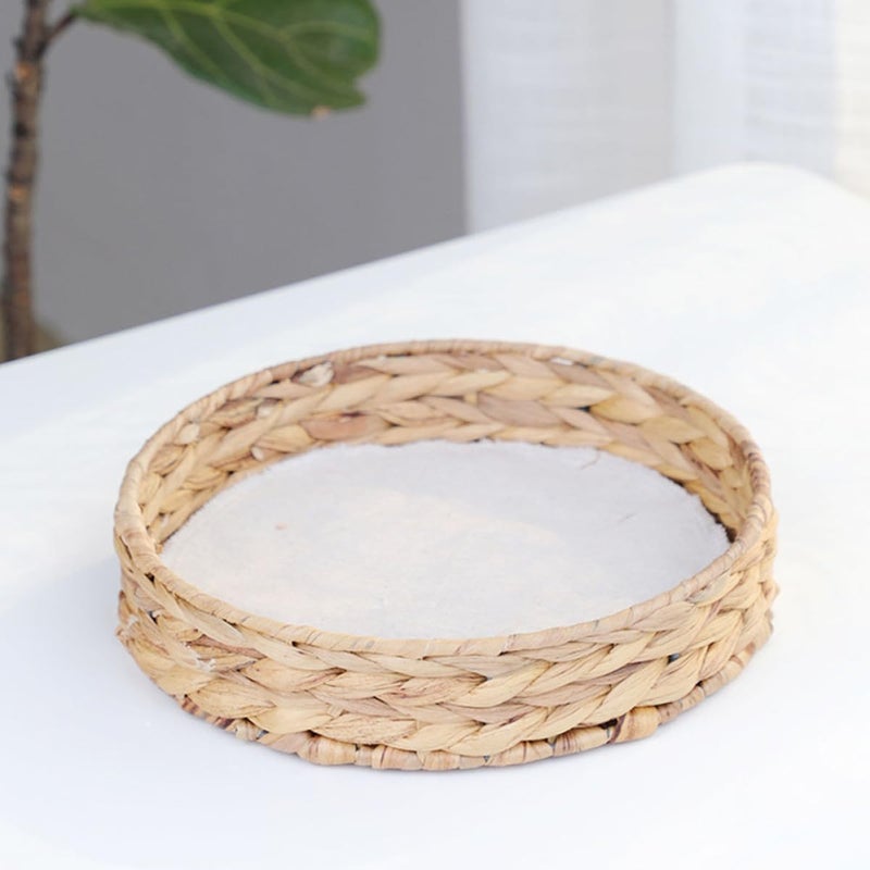 Natural Fiber Woven Round Basket Small Kitchen Fruit Snack Storage Home Organization - Image 5