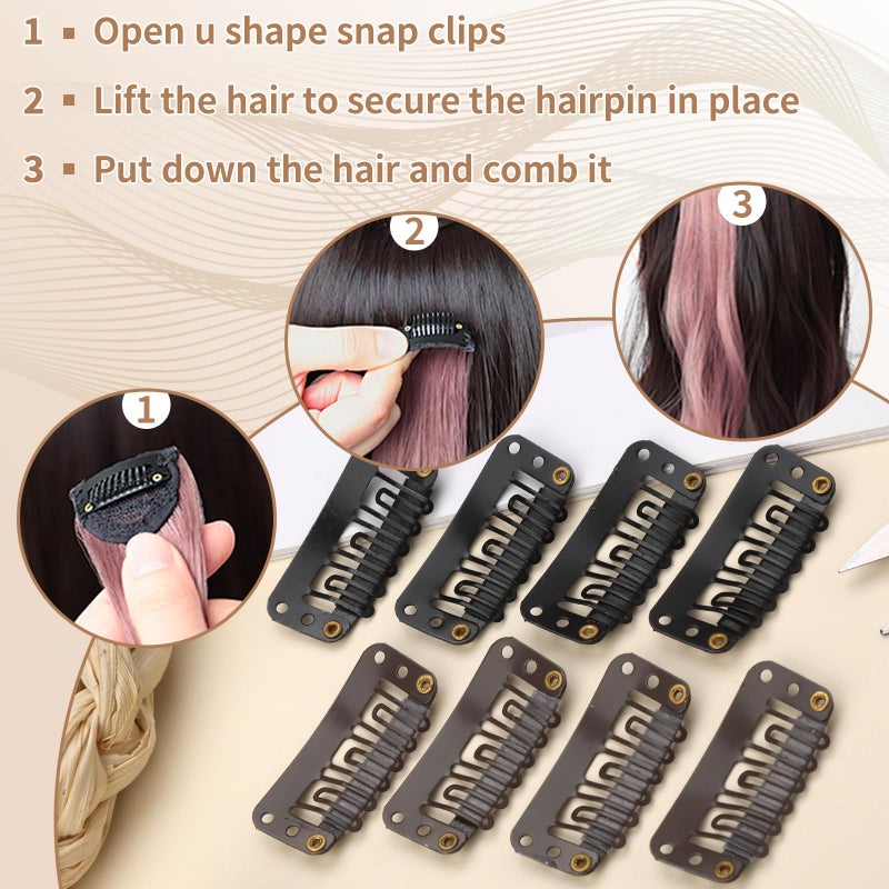 Ftyiwu 100PCS Hair Extension Clip Wig Making Set, 8 Rolls Hair Weave Sewing Thread with 50PCS Metal Snap Clips, I/J/T/C Needles and Storage Bag for DIY Wig Making Hand Sewing - Image 4