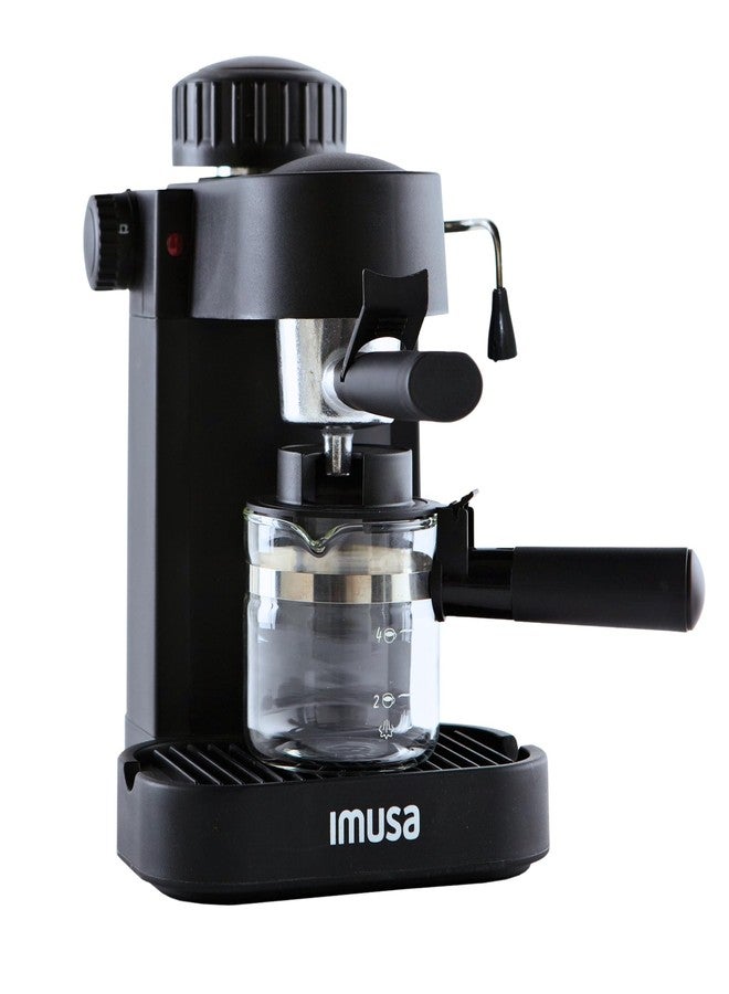 IMUSA Electric Espresso Cappuccino Maker 4 Cup Capacity with Milk Frother Black Coffee Machine for Home Barista Experience - Image 1