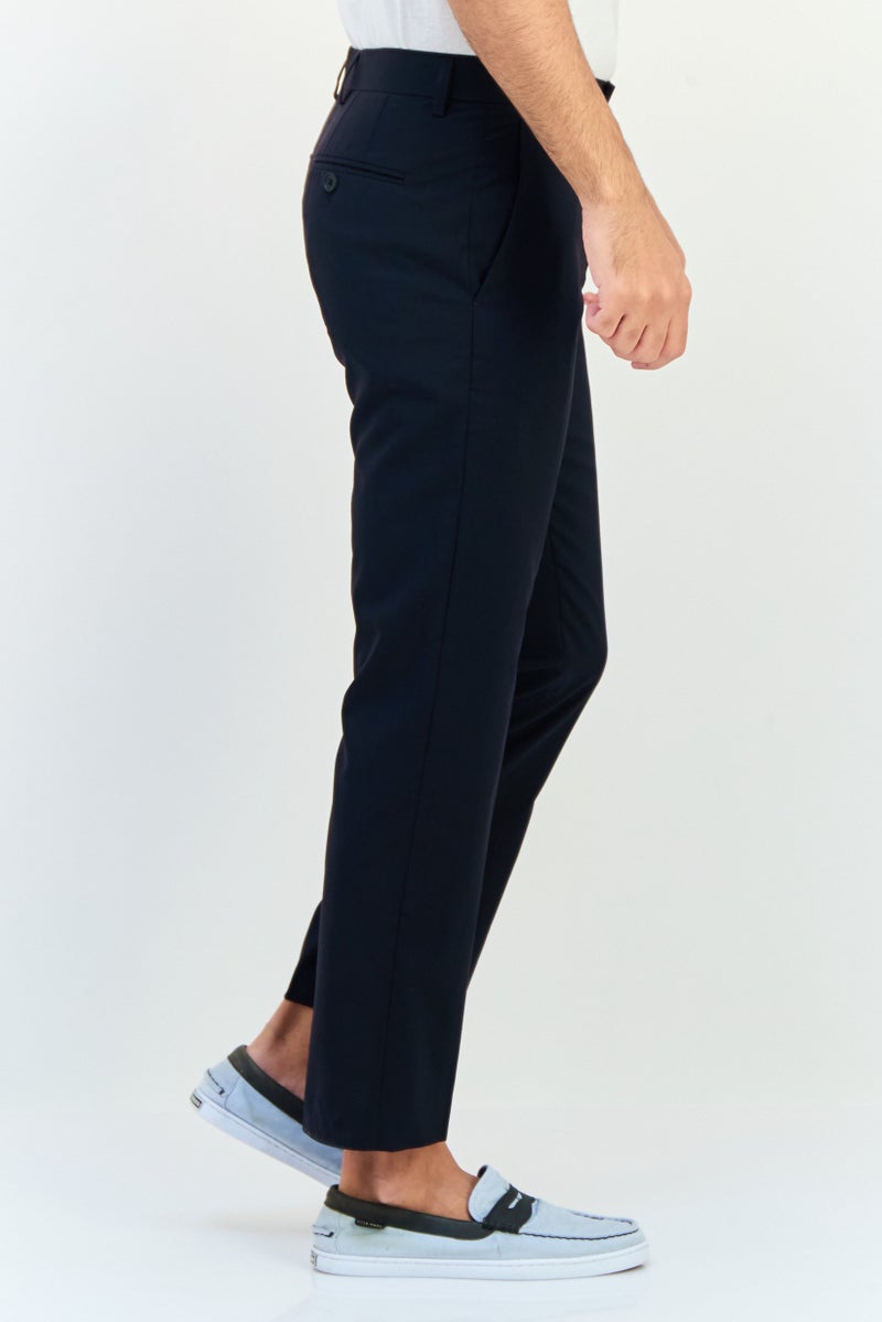 SELECTED Men Regular Fit Plain Chino Pants, Marine Navy - Image 3